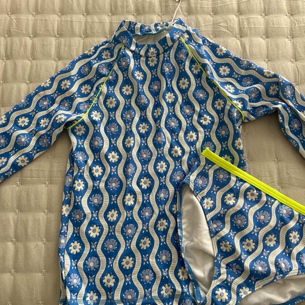 Mini Boden Floral Patterned Swimsuit Set